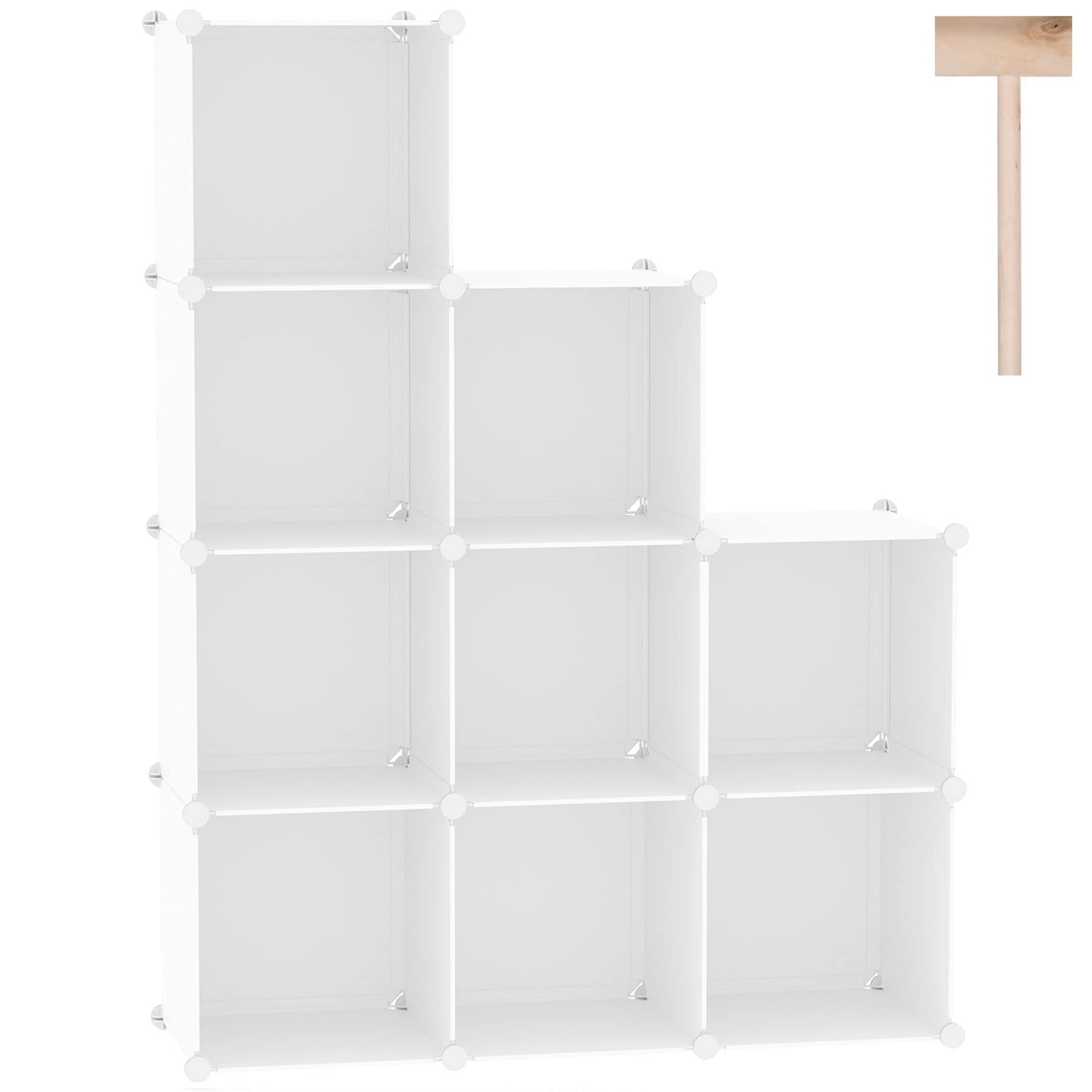 C&AHOME Cube Storage, 9-Cube Bookshelf, Plastic Closet Cabinet Organizer, DIY Stackable Bookcase, Modular Shelving Units Ideal for Home, Office, Kids Room, 36.6" L x 12.4" W x 48.4" H Milky UPCS09M