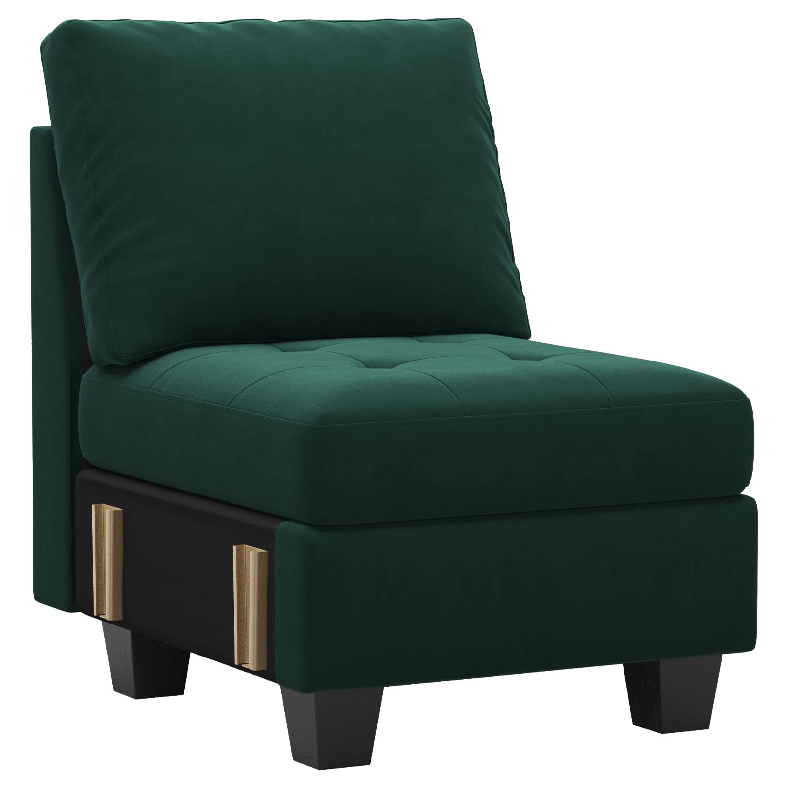 Belffin Velvet Single Seat Module for Modular Sectional Sofa Couch Accent Armless Sofa Couch Chair Modern Fabric Green