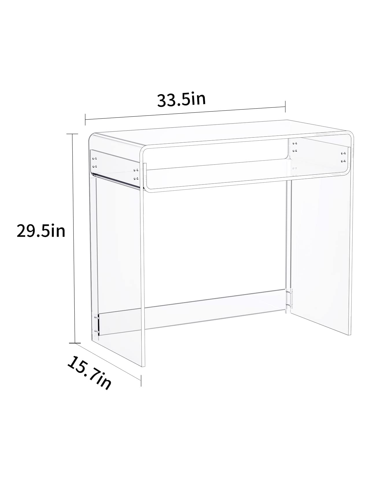 solaround Acrylic Desk Laptop Study Table Home Office Console Table Entrance Table, 33.5'' x 15.7'' x 29.5'' (Clear)