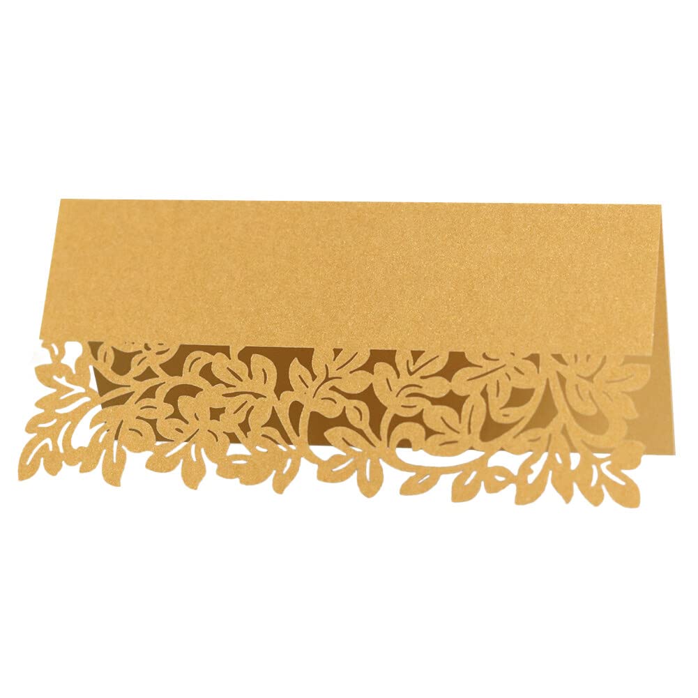 50 Pack Place Cards Table Seating Name Cards For Table Setting Wedding Name Place Cards Folded Tent Cards for Banquets Dinner Parties, Gold