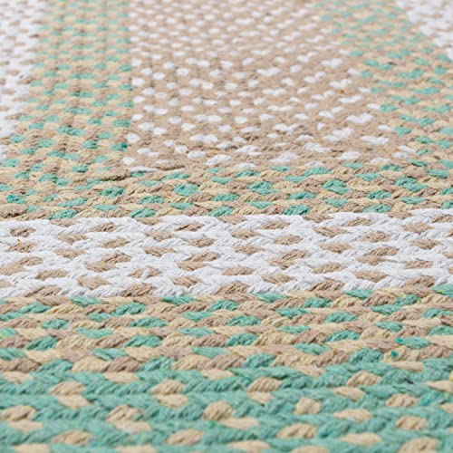 Super Area Rugs 2X3ft Farmhouse Braided Rug - Natural Cotton Braided Rug for Bathroom, Kitchen, Doorway - Primitive Country Braided Rug - Green/Cream/Ivory