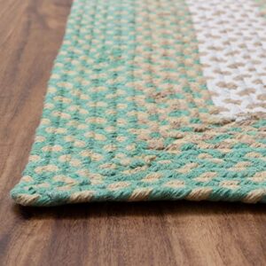 Super Area Rugs 2X3ft Farmhouse Braided Rug - Natural Cotton Braided Rug for Bathroom, Kitchen, Doorway - Primitive Country Braided Rug - Green/Cream/Ivory