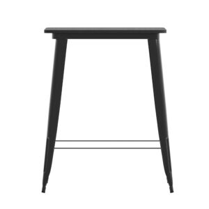 EMMA + OLIVER Drew Dining Table Bar Height - Black 31.5" Square Poly Resin Table Top - Black Steel Base - All-Weather for Indoor/Outdoor Use