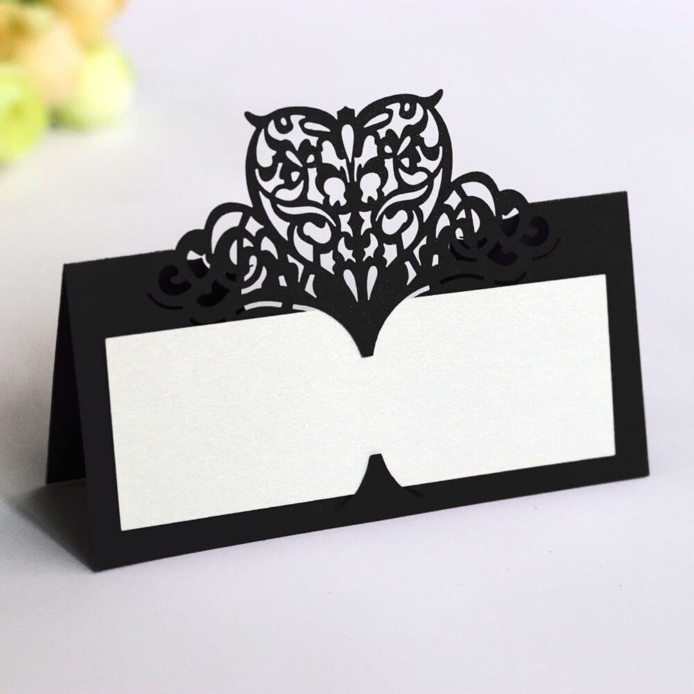 50 Pack Wedding Seating Name Cards Blank Place Cards Guest Table Name Seating Cards for Wedding Reception, Banquets, Dinner Parties, Black