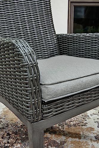 Signature Design by Ashley Elite Park Casual Outdoor Resin Wicker Arm Chair with Cushion, 2 Count, Gray