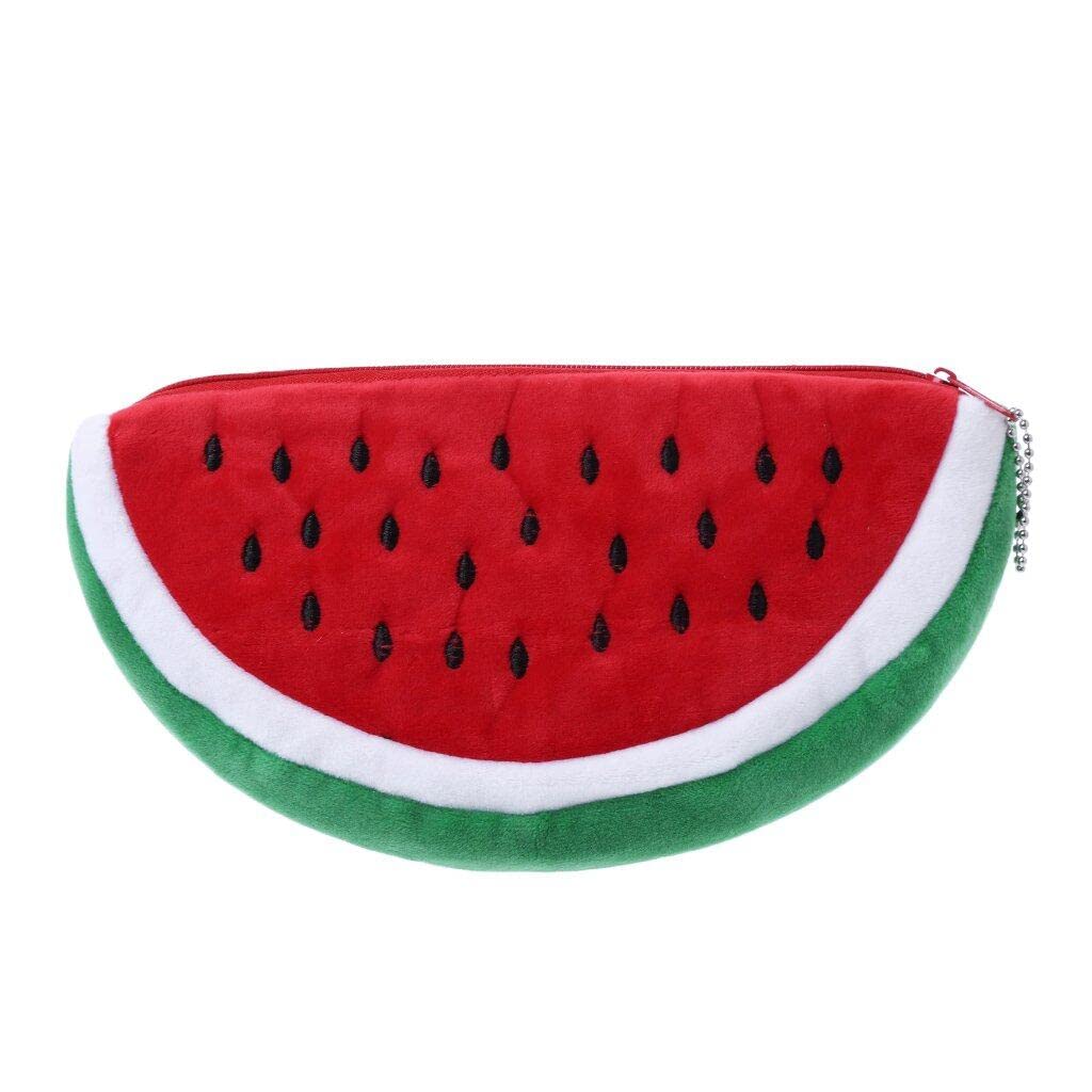 Novelty Watermelon Soft Plush Pencil Pen Case Makeup Cosmetic Pouch Bag Zipper Very