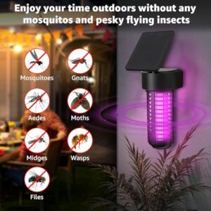 VOLTORB Solar Bug Zapper Outdoor Waterproof Bug Zapper Outdoor Solar Powered,UV Mosquito and Bug Zapper LED Light for Outside,with Adjustable Solar Panel & USB Charging