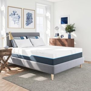 nautica home exhilarate 12" medium-plush gel memory foam mattress with cooling air flow and pressure relieving foam layers, ice lux fabric cover, bed-in-a-box, queen, white