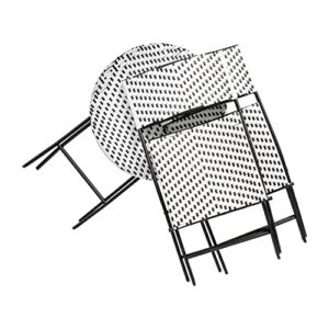 Flash Furniture Rouen Commercial Grade Folding Bistro Set, Indoor/Outdoor PE Rattan Table Top, Back and Seat, Black Steel Frames, 3 Piece Set, Black/White