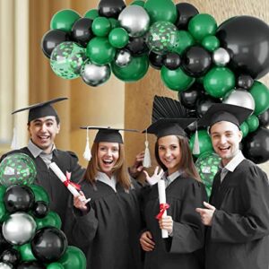 Black Green Balloon Garland,BTZO Balloons Arch Kit With Metallic Silver Green Confetti Balloons,Black and Green Balloons for Birthday Wedding Bridal Shower Graduations Party Decorations