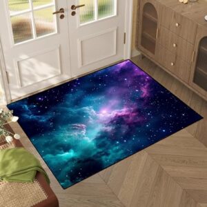 Galaxy Area Rug Dark Blue Outer Space Doormat 47'' X 31'' for Kids Bedroom Living Room Glitter Starry Sky Carpets Throw Rugs, 2.6' x 3.9'