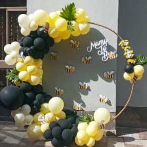 Black and Yellow Balloon Arch Kit, 100Pcs Black and Yellow Balloon Garland Kit, Black and Yellow Balloons Different Sizes 18/12/10/5 inch for Baby Shower Birthday Bee Bumblebee Themed Party Decoration