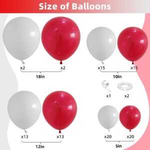 Red and White Balloon Arch Kit, Red and White Balloon Garland Kit, Red and White Latex Balloons Different Sizes 18/12/10/5 inch for Bridal Shower Engagement Anniversary Bachelorette Party Decorations