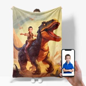 personalized dinosaur blanket velociraptor jurassic dinosaur photo face blanket dinosaur birthday gifts for boys