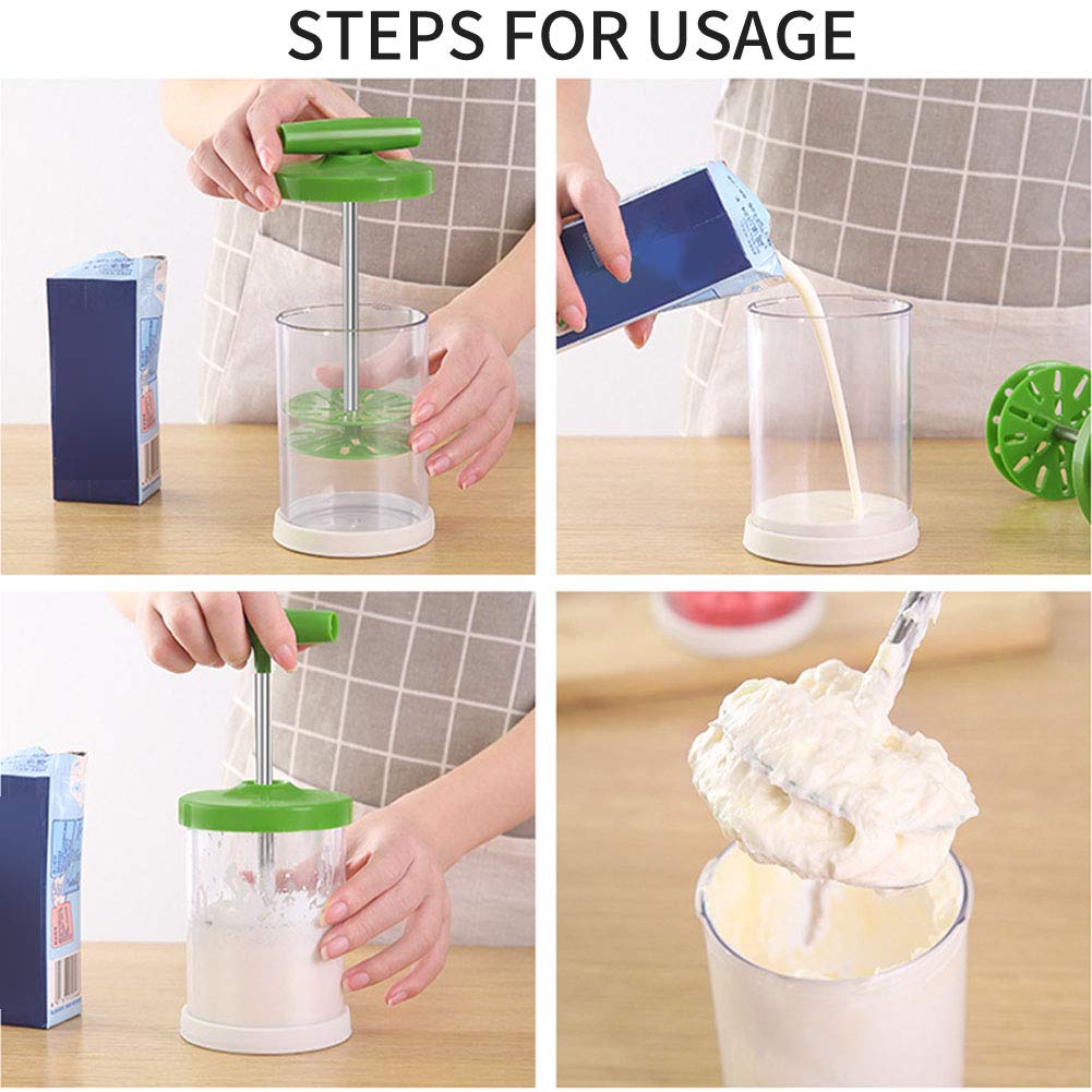 Manual Whipping Cream Dispenser Handheld DIY Whipped Cream Dispenser Professional Cream Whipper Maker for Shop Kitchen Salad Dressings Frothy Drinks Milk Frother Foam Maker