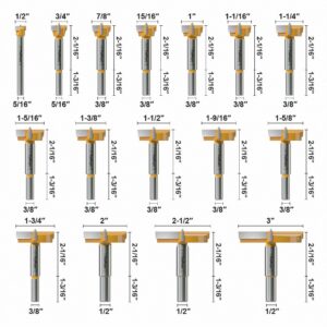 FivePears 16 Pcs Forstner Drill Bits Set, Carbide Tipped Wood Hole Saw Auger Opener, Hole Opener Hinge Hole Cutter for Woodworking, Plastic, Plywood Products