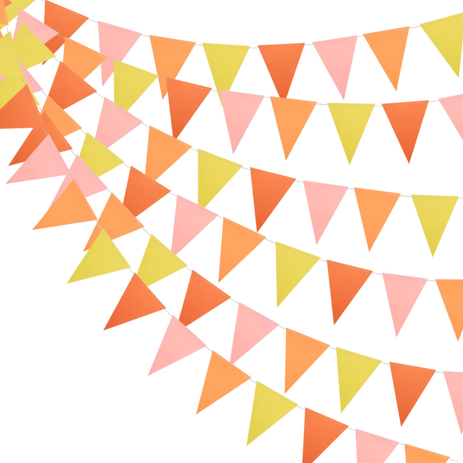 Mefuny 30 Feet Orange Yellow Pennant Banner, Paper Triangle Flags Bunting for Fall Decor Orange Wedding Bridal Shower Birthday Baby Shower Engagement Sun Party Supplies