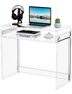 solaround acrylic desk laptop study table home office console table entrance table, 33.5'' x 15.7'' x 29.5'' (clear)