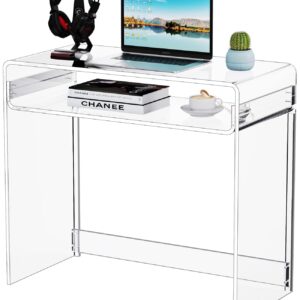 solaround Acrylic Desk Laptop Study Table Home Office Console Table Entrance Table, 33.5'' x 15.7'' x 29.5'' (Clear)