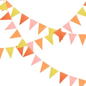 Mefuny 30 Feet Orange Yellow Pennant Banner, Paper Triangle Flags Bunting for Fall Decor Orange Wedding Bridal Shower Birthday Baby Shower Engagement Sun Party Supplies