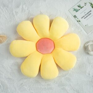 taibest flower pillow,flower shaped throw pillow,flower shaped seating cushion, floor pillow, cute room decor & plush pillow (23.6, sun yellow)