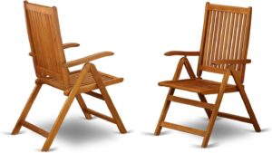 tisyourseason solid wood 5 position folding chair with arm rest in natural oil finish set of 2