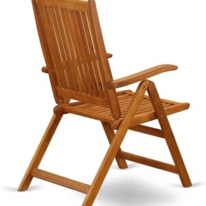 TisYourSeason Solid Wood 5 Position Folding Chair with Arm Rest in Natural Oil Finish Set of 2