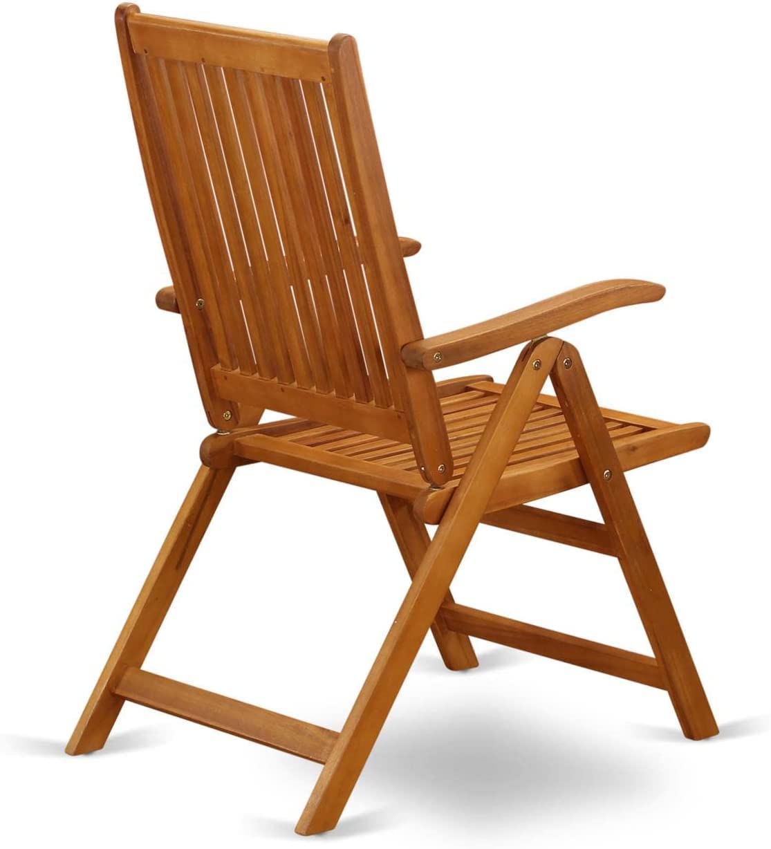 TisYourSeason Solid Wood 5 Position Folding Chair with Arm Rest in Natural Oil Finish Set of 2