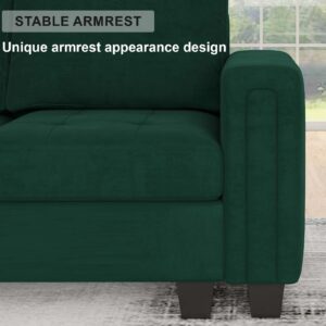 Belffin Velvet Armrest Module for Modular Sectional Sofa Couch Side Armrest for Sectional Modular Couch Green