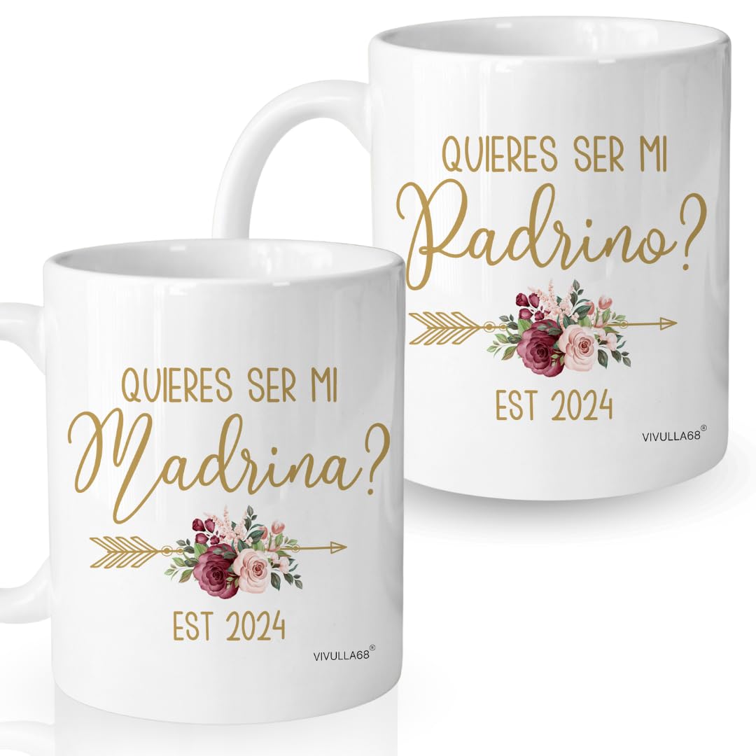 Vivulla68 Quieres Ser Mis Padrinos De Bautizo, Bautizo Recuerdos Juego De 2 Tazas 2024, Recuerdos De Bautizo Para Niño, Niña, God parents Presents Proposal, Quieren Ser Mis Padrinos De Bautizo