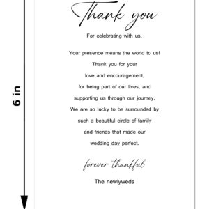 RokAPary Modern Minimalist Wedding Thank You Place Cards, Place Setting Cards, For Bridal Shower, Reunion, Reception, Celebration, Rehearsals, Dinner Parties, Events 50 Cards 4"x6". Made in USA