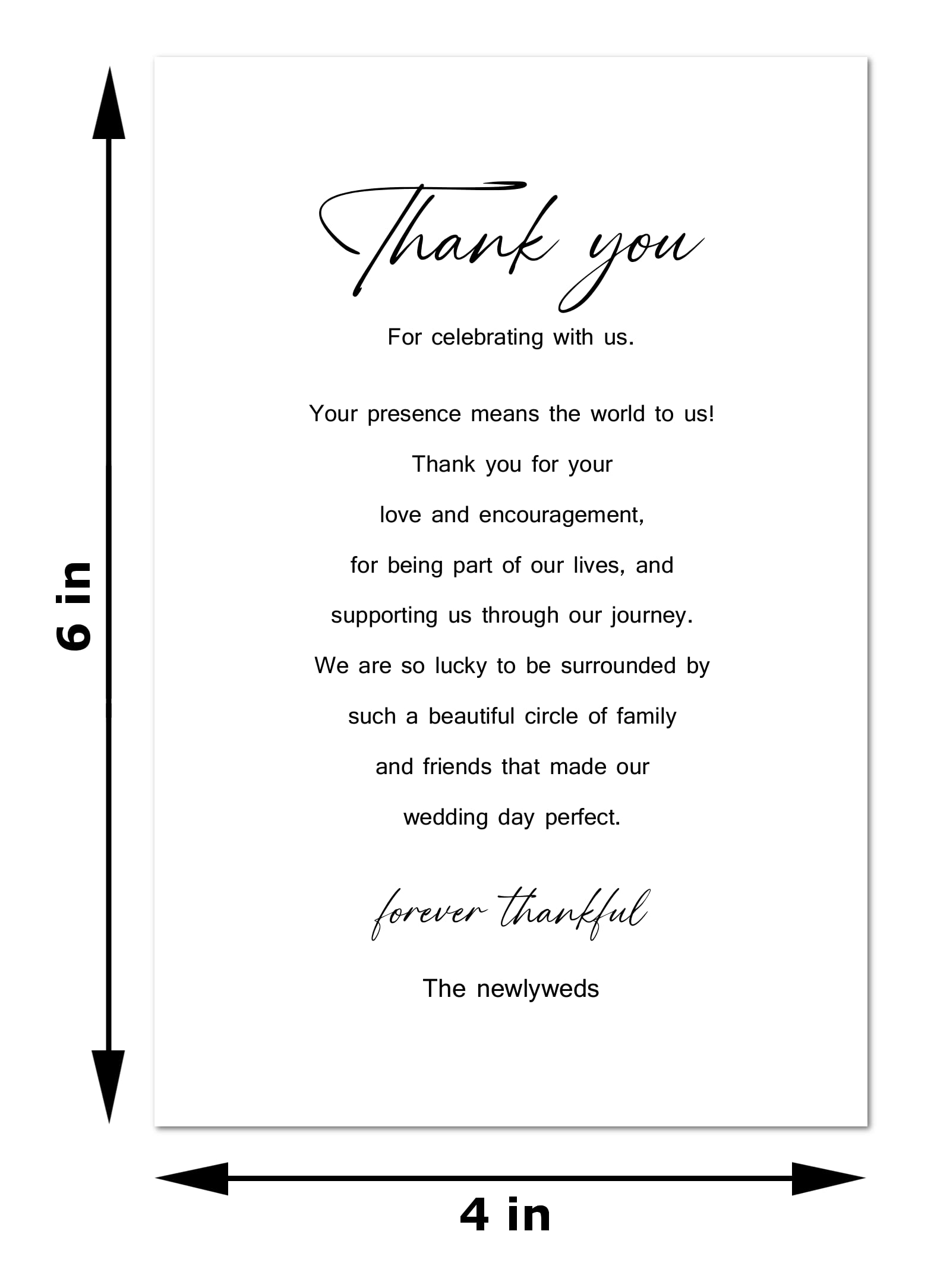 RokAPary Modern Minimalist Wedding Thank You Place Cards, Place Setting Cards, For Bridal Shower, Reunion, Reception, Celebration, Rehearsals, Dinner Parties, Events 50 Cards 4"x6". Made in USA