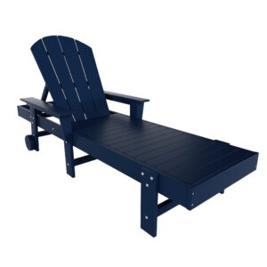 westintrends laguna adirondack poly reclining chaise lounge with arms & wheels, navy blue