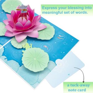 Sharonlily Dragonfly and Lotus Pop Up Card, 3D Water Lily Card, Birthday, Thank You, Congratulation, All Occasion