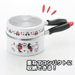 Mickey & Minnie MM-316 Saucepan & Frying Pan, 6.3 inches (16 cm), White