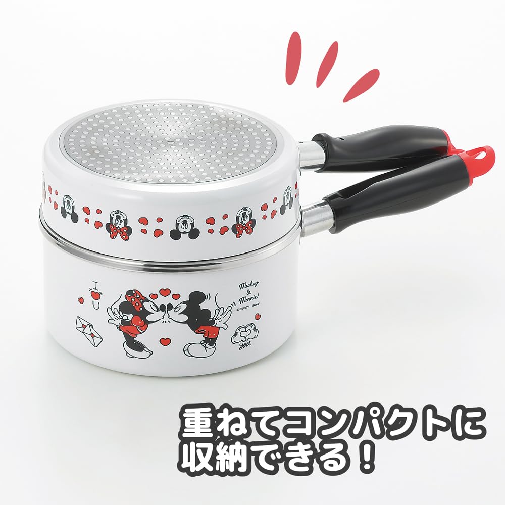 Mickey & Minnie MM-316 Saucepan & Frying Pan, 6.3 inches (16 cm), White