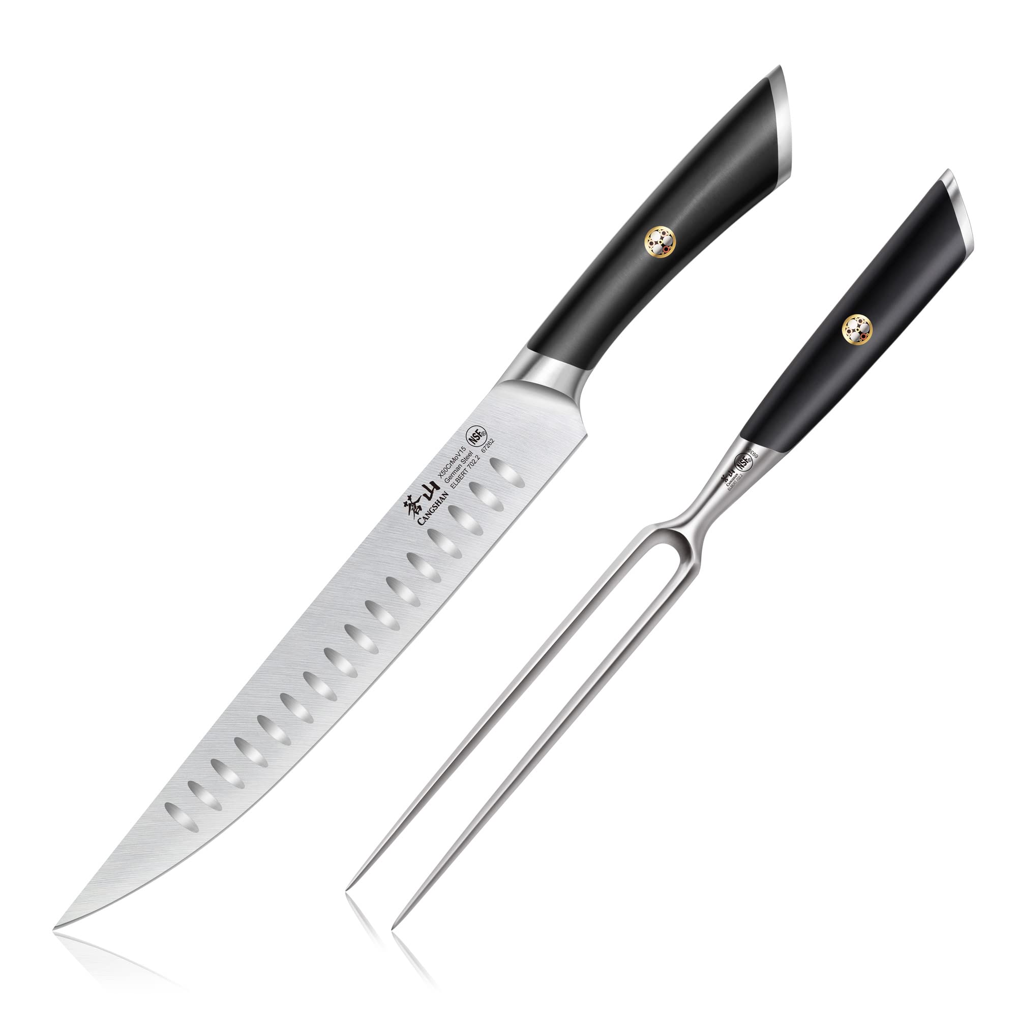 Cangshan ELBERT Series German Steel Forged 2-Piece Carving Set (Black)