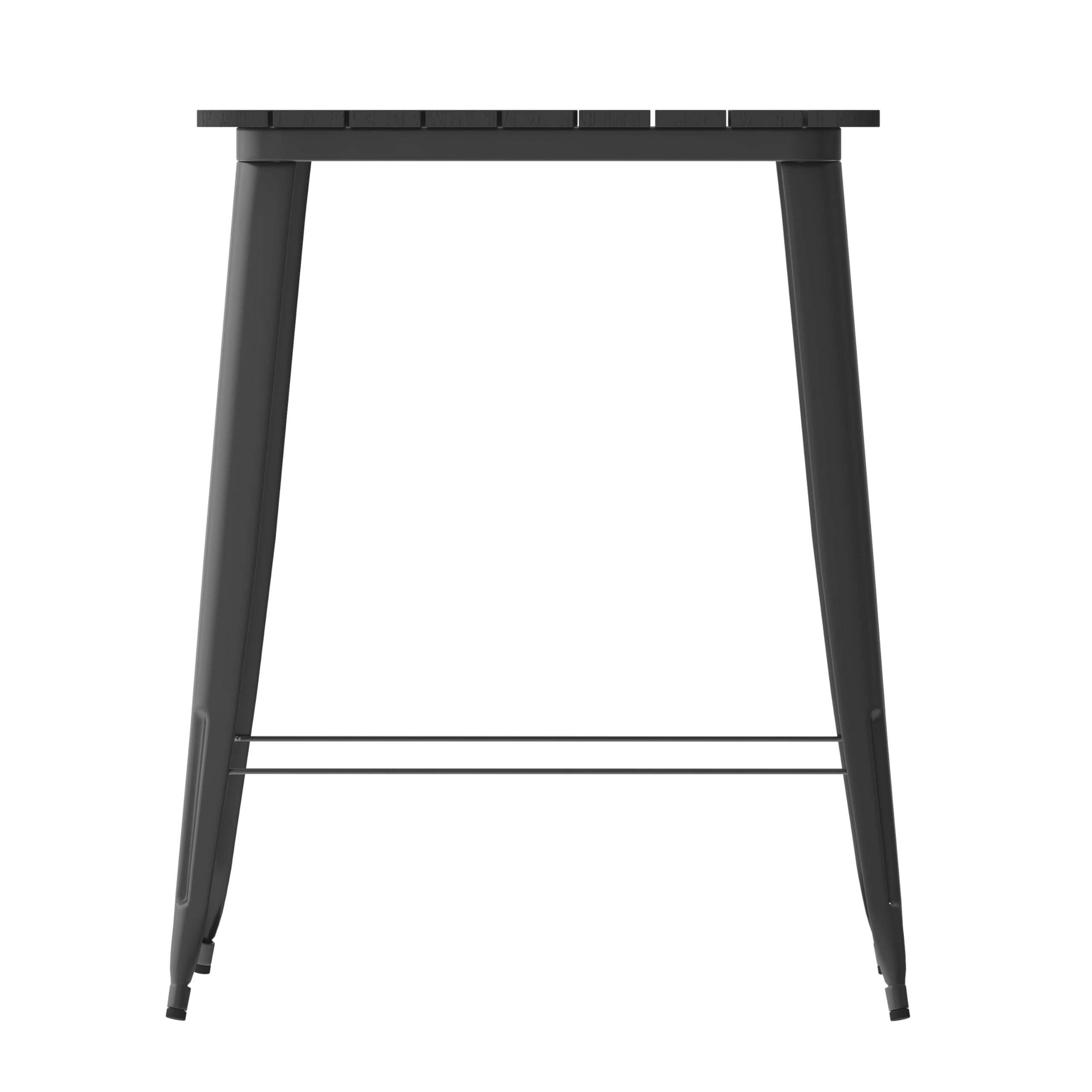 EMMA + OLIVER Drew Dining Table Bar Height - Black 31.5" Square Poly Resin Table Top - Black Steel Base - All-Weather for Indoor/Outdoor Use