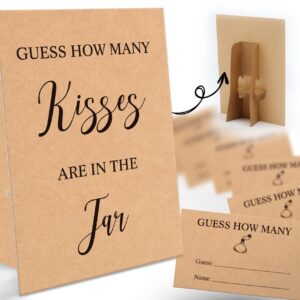 Guess How Many Kisses Are in the Jar Game-1 Standing Sign and 50 Guessing Cards, Kraft Bridal Shower Games, Baby Shower Sign, for Boys Girls Baby Shower Favors and Weddings Party Decoration-22