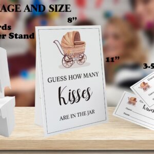 Guess How Many Kisses Are in the Jar Game-1 Standing Sign and 50 Guessing Cards, Bridal Shower Games, Baby Shower Sign, for Boys Girls Baby Shower Favors and Weddings Party Decoration-15