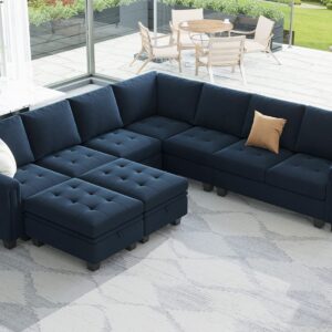 Belffin Velvet Corner Seat Module for Modular Sectional Sofa Couch Corner Sofa Couch Chair Blue