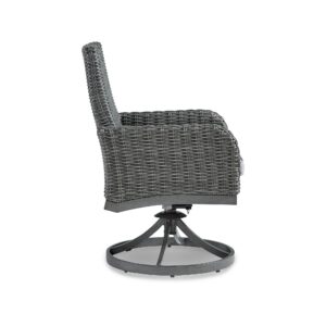 Signature Design by Ashley Elite Park Casual Outdoor Resin Wicker Swivel Chair with Cushion, 2 Count, Gray