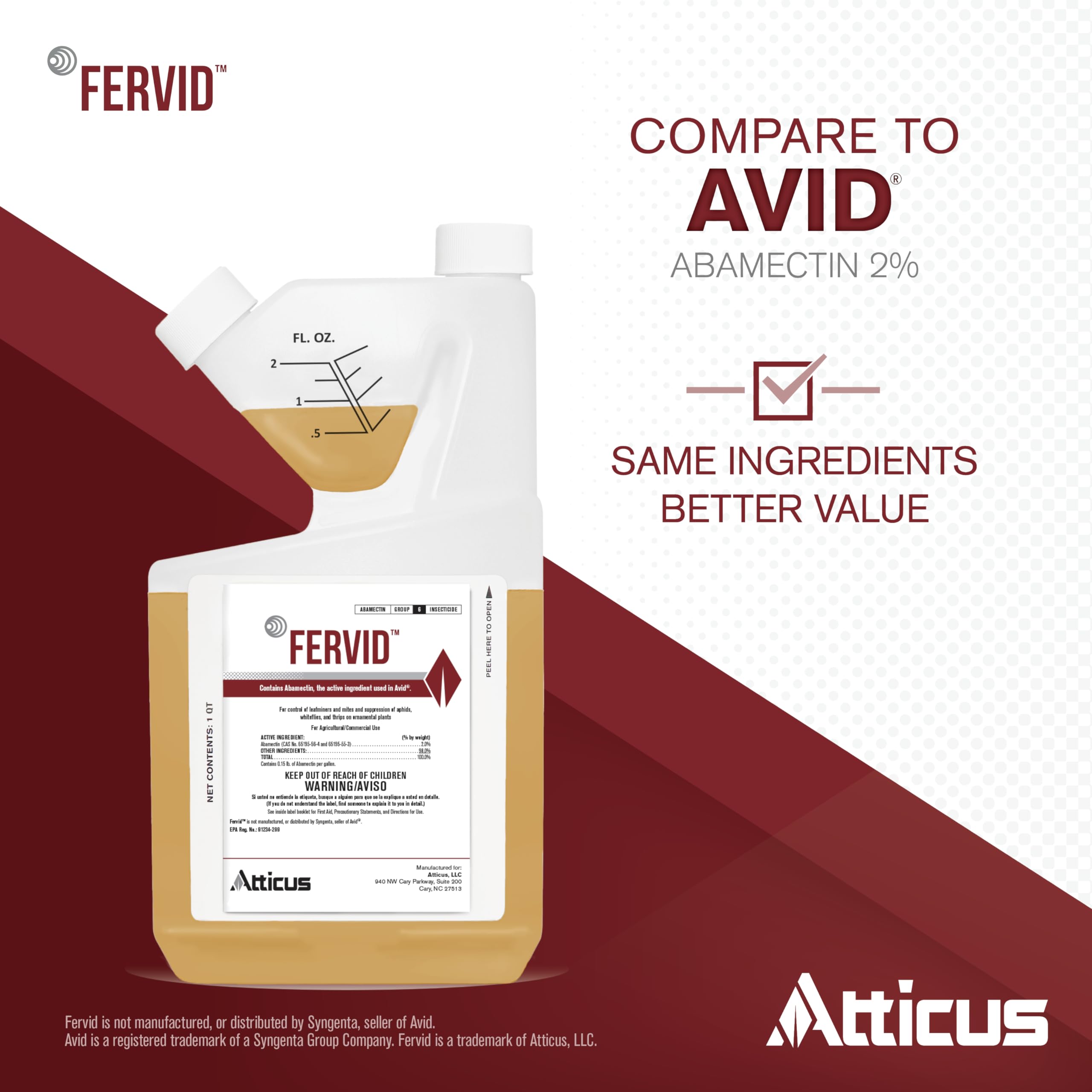 Fervid Insecticide/Miticide (32 OZ) by Atticus - Compare to Avid - Abamectin 2.0%