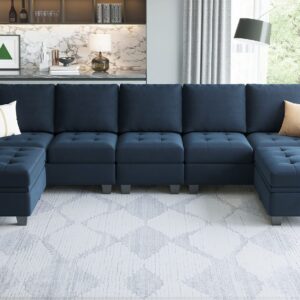 Belffin Velvet Corner Seat Module for Modular Sectional Sofa Couch Corner Sofa Couch Chair Blue