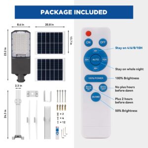 Solar Street Light 800W Solar Street Lights Outdoor IP67 Waterproof 80000LM Solar Powered Led Street Light Dusk to Dawn with Remote Control Commercial Solar Parking Lot Lights for Yard Garden Stadium