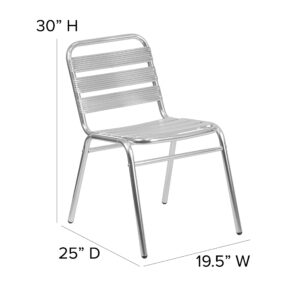 EMMA + OLIVER 4 Pack Commercial Aluminum Indoor-Outdoor Restaurant Stack Chair - Triple Slat Back