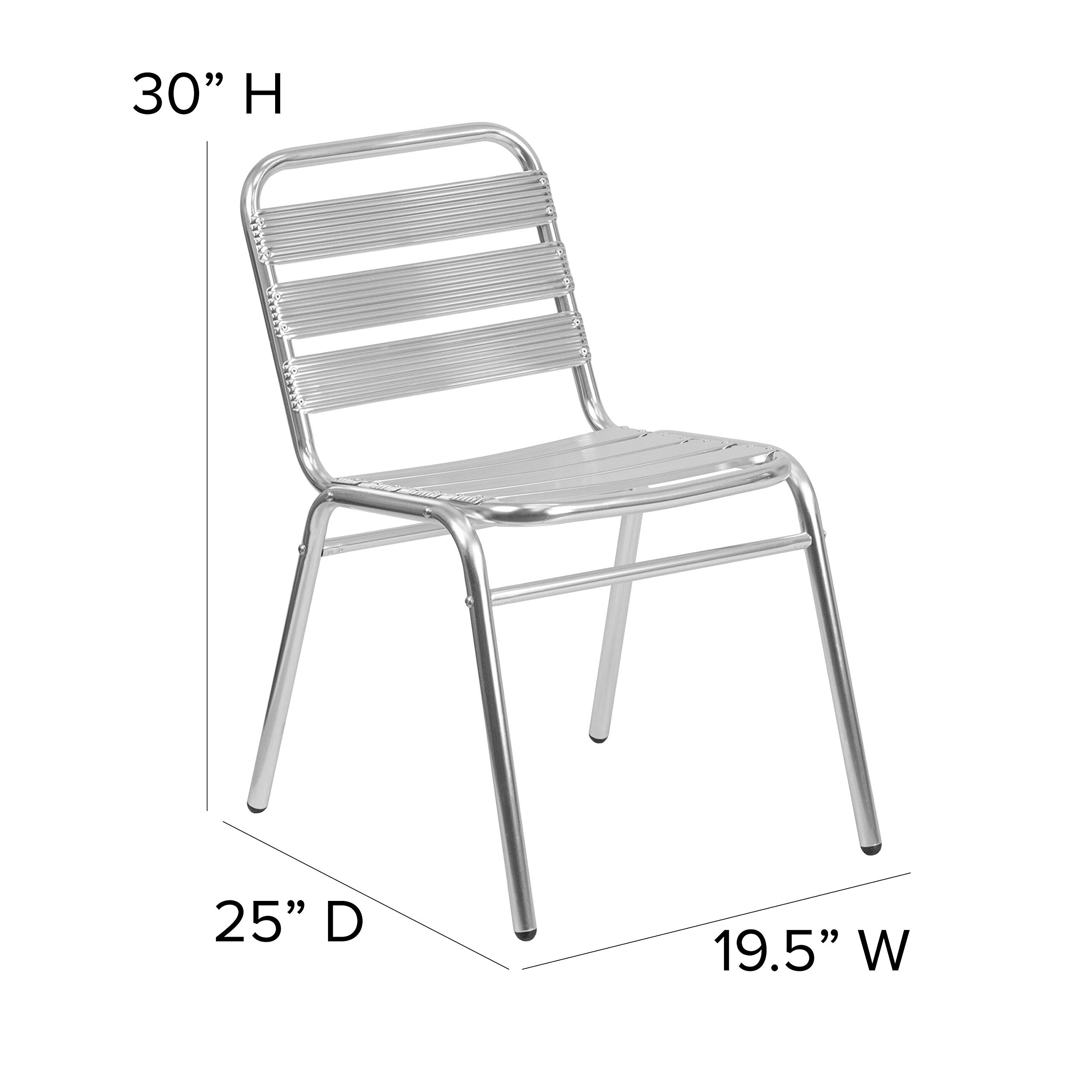 EMMA + OLIVER 4 Pack Commercial Aluminum Indoor-Outdoor Restaurant Stack Chair - Triple Slat Back