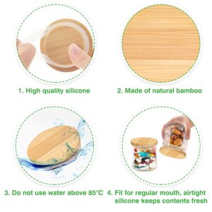 Lamnhin Oui Yogurt Jars Lids: 4 Pack of Natural Bamboo Wooden Lids with Silicone Seals and Bottle Labels for 5 Oz Oui Yogurt Jars