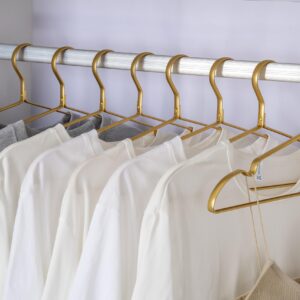 Matte Gold Aluminum Clothes Hangers, 16.5” Extra Smooth & Sturdy Metal Coat Shirt Dress Hanger, Light & Sturdy Metal Rack for Jacket Trouser Pant Slack 20 Pack HL07G