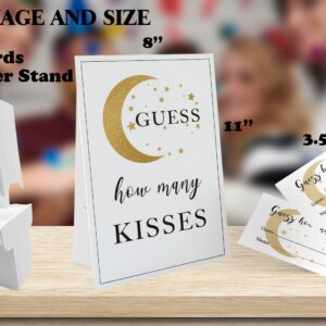 Guess How Many Kisses Are in the Jar Game-1 Standing Sign and 50 Guessing Cards, Golden Moon Bridal Shower Games, Baby Shower Sign, for Boys Girls Baby Shower Favors and Weddings Party Decoration-18